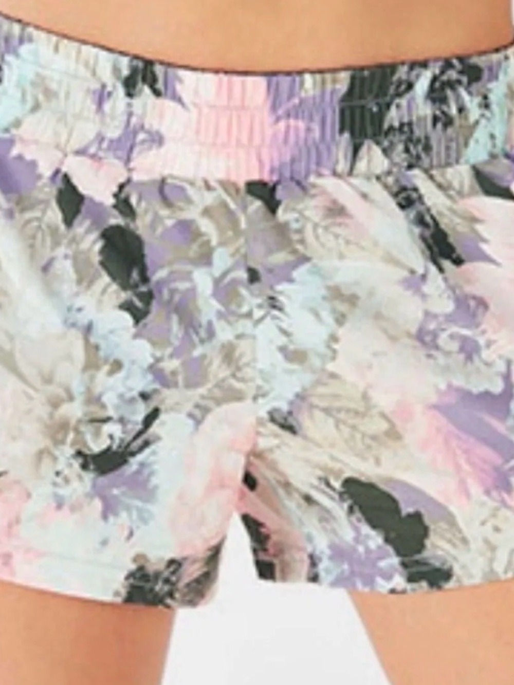 Fabletics Floral Pastel Athletic Shorts - Pink, Purple, White